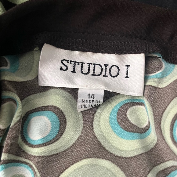 Studio 1 Y2K Geometric Polka Dot V Line Fit Flare Dress Z - Picture 6 of 7